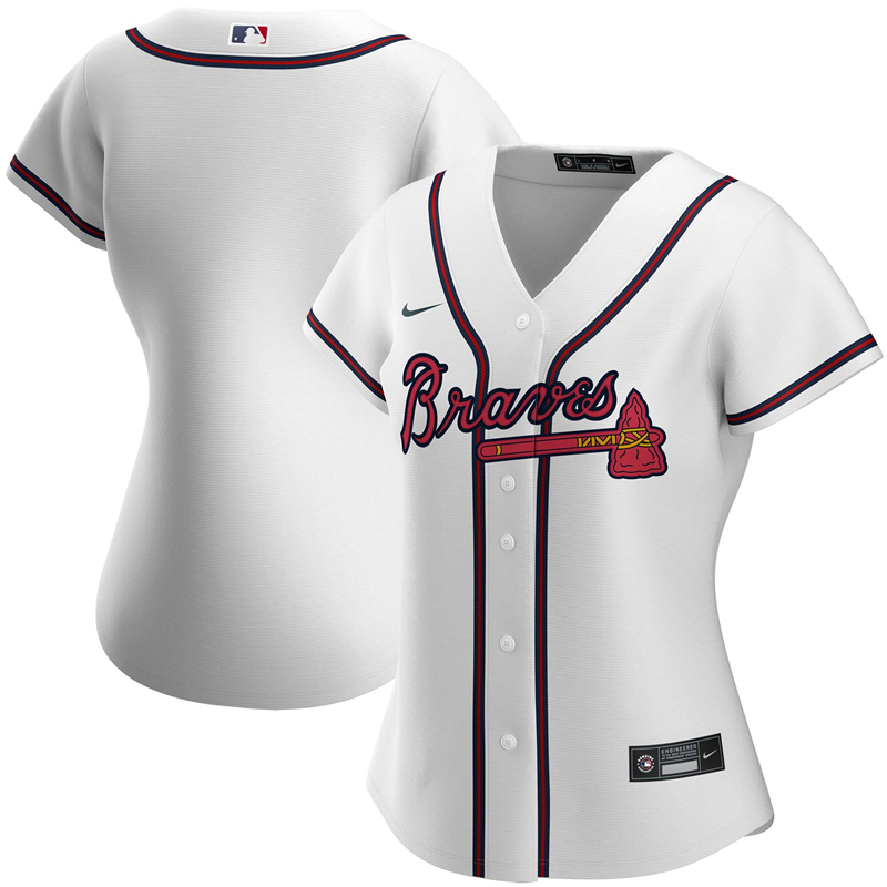 2020 MLB Women Atlanta Braves Nike White Home 2020 Replica Team Jersey 1->atlanta braves->MLB Jersey